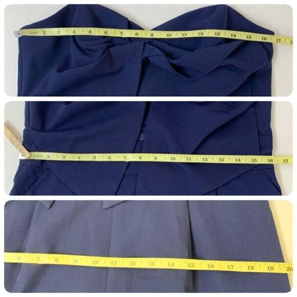 Bardot Lena Twist Bow Cropped Cut Out Jumpsuit Large Pat Blue - Picture 7 of 8